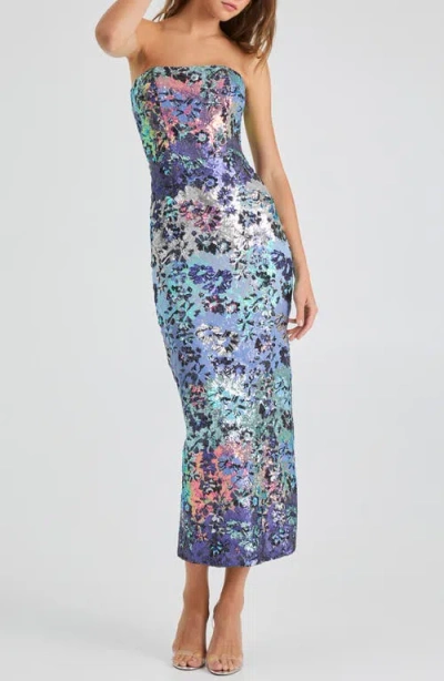 Helsi Leslie Sequin Strapless Gown In Multi