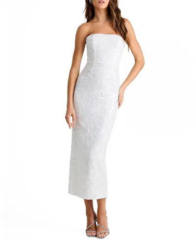 Helsi Leslie Sequin Strapless Gown In White