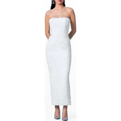 Helsi Leslie Sequin Strapless Gown In White
