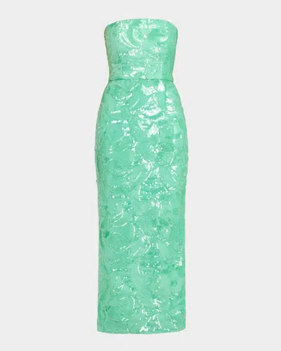 Helsi Leslie Strapless Sequin Column Gown In Seafoam Green