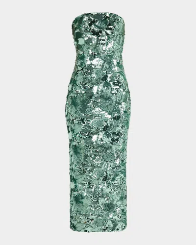 Helsi Leslie Strapless Sequin Column Gown In Teal