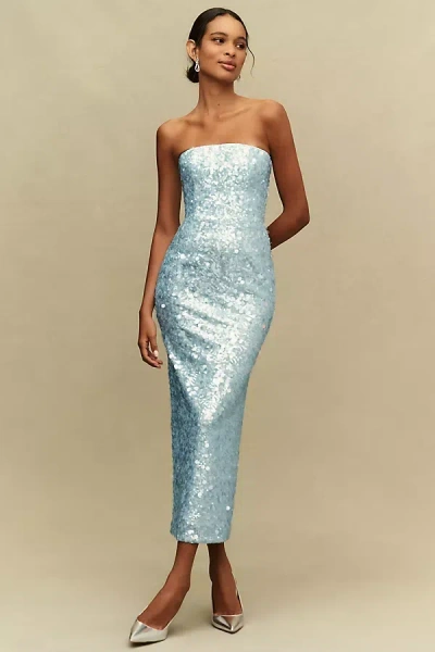 Helsi Leslie Strapless Sequin Maxi Dress In Blue