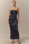 Helsi Leslie Strapless Sequin Mesh Midi Dress In Blue