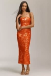 Helsi Leslie Strapless Sequin Mesh Midi Dress In Red