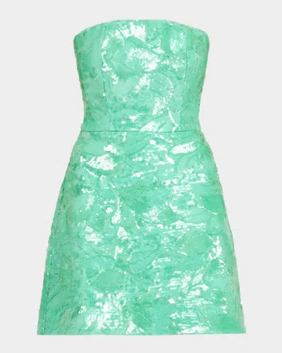 Helsi Linda Strapless Floral Sequin A-line Mini Dress In Seafoam Green