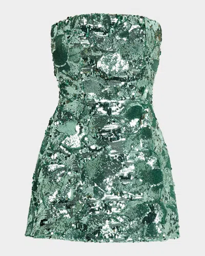 Helsi Linda Strapless Floral Sequin A-line Mini Dress In Teal