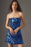 Helsi Linda Strapless Floral Sequin Mini Dress In Blue
