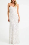 Helsi Lindsey Sequin Lace Strapless Gown In White