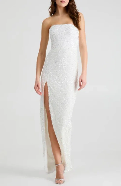 Helsi Lola Sequin Strapless Column Gown In White