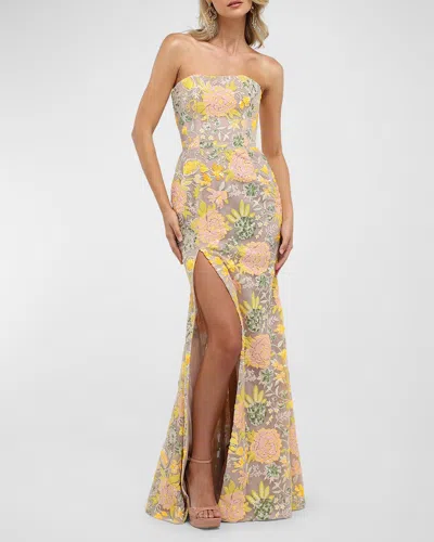 Helsi Lola Strapless Sequin Floral Trumpet Gown In Summer Floral