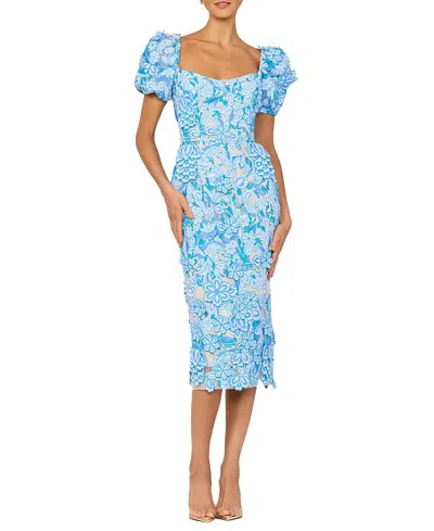 Helsi Lucia Puffy Sleeve Floral Midi Dress In Multi