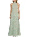 Helsi Marcella Floral Embellished Halter Gown In Green