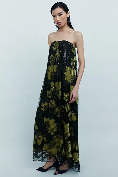 Helsi Margot Velvet Burnout Midi Dress In Green