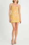 Helsi Marisa Floral Strapless Fit & Flare Minidress In Yellow