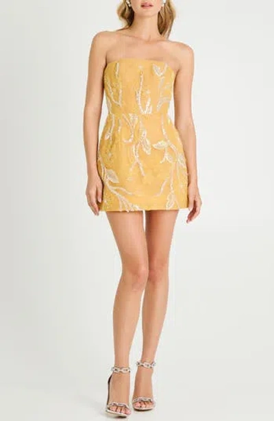 Helsi Marisa Floral Strapless Fit & Flare Minidress In Yellow