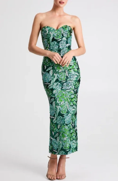 Helsi Monique Sequin Strapless Gown In Green