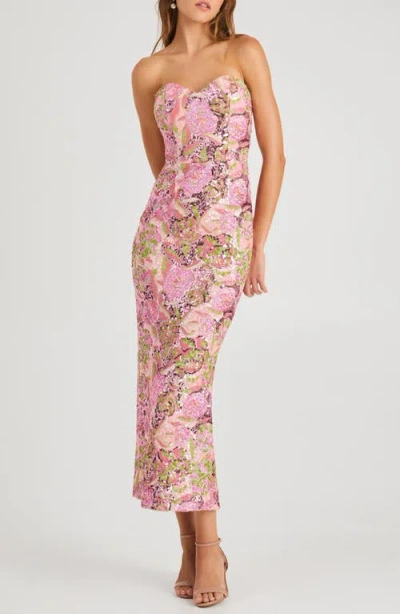 Helsi Monique Sequin Strapless Gown In Pink