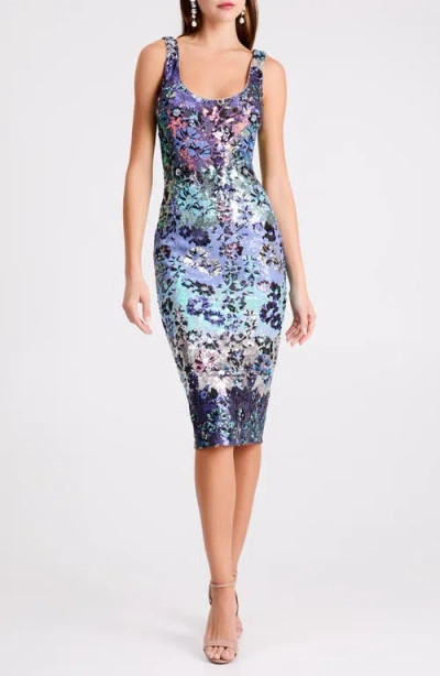 Helsi Myra Sequin Pencil Cocktail Dress In Blue