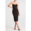 Helsi Natalia Strapless Mesh & Crepe Cocktail Midi Dress In Black