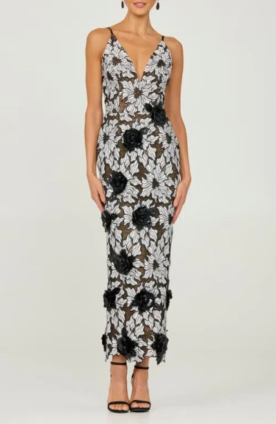 Helsi Norah Floral Appliqué Gown In Black/white