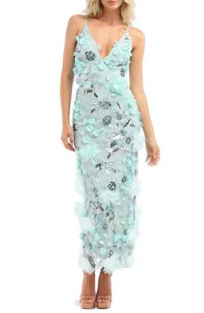Helsi Norah Sequin Floral Gown In Sage Floral