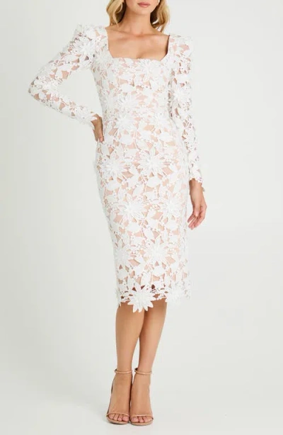 Helsi Olga Floral Appliqué Long Sleeve Dress In White
