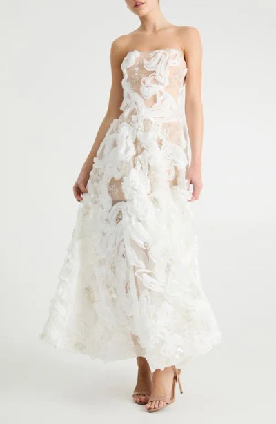 Helsi Olivia Embellished Strapless Maxi Cocktail Dress In White