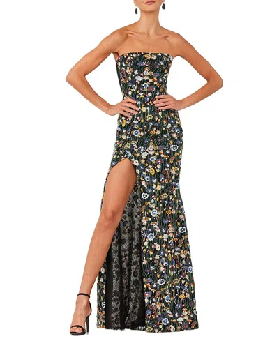 Helsi Ophelia Strapless Floral Sequin Gown In Black