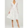 Helsi Parker Embroidered Long Sleeve Cocktail Dress In Off White