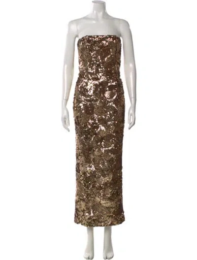 Pre-owned Helsi Patterned Long Dress In Brown