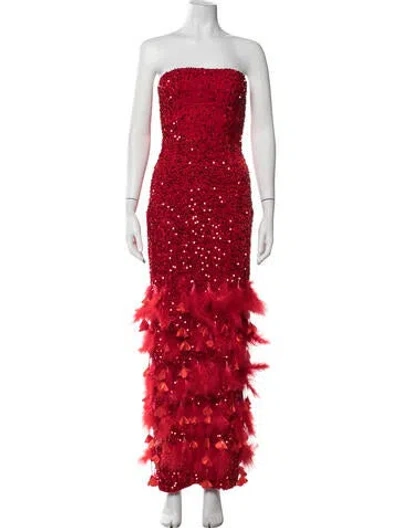 Pre-owned Helsi Patterned Long Dress In Red