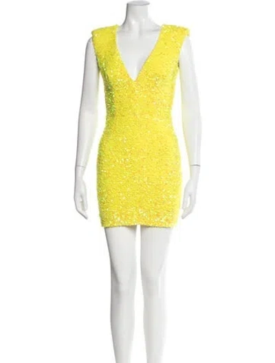 Pre-owned Helsi Patterned Mini Dress In Yellow