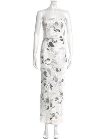 Pre-owned Helsi Printed Long Dress In White