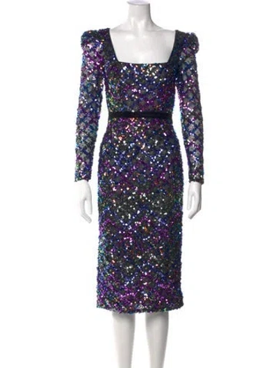 Pre-owned Helsi Printed Midi Length Dress In Blue