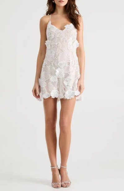 Helsi Renee Beaded Floral Appliqué Sleeveless Minidress In White