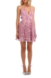 Helsi Riley Floral Appliqué Minidress In Orchid
