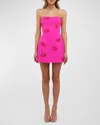 Helsi Robin Strapless Rhinestone Lips Mini Dress In Magenta