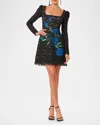 HELSI SAM LONG-SLEEVE EMBROIDERED LACE MINI DRESS