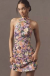 Helsi Sarah Halter Floral Sequin Mini Dress In Multi