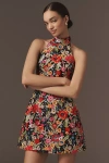 Helsi Sarah Halter Floral Sequin Mini Dress In Multicolor