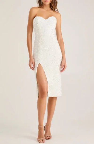 Helsi Sienna Sequin Strapless Cocktail Sheath Dress In White