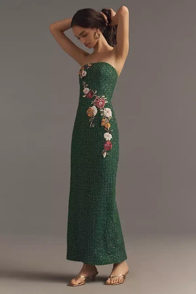 Helsi Silvia Strapless Stretch Sequin Midi Dress In Green