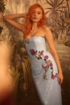 Helsi Silvia Stretch Velvet Sequin Strapless Midi Dress In Blue