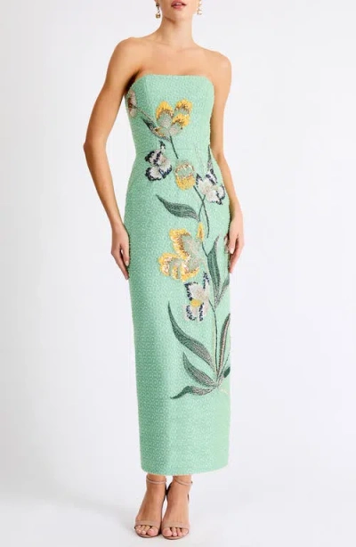 Helsi Sofia Beaded Strapless Sheath Maxi Dress In Green