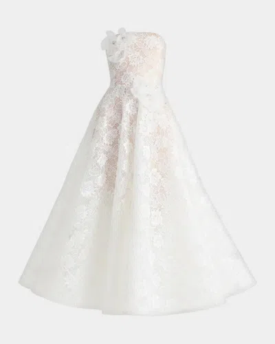 Helsi Sophie Strapless Floral Lace Gown In White