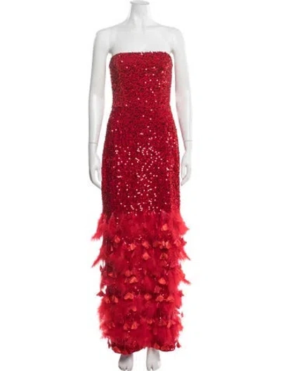 Pre-owned Helsi Strapless Long Dress In Red