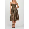 Helsi Taylor Metallic Lace Midi Cocktail Dress In Brushed Gold/black
