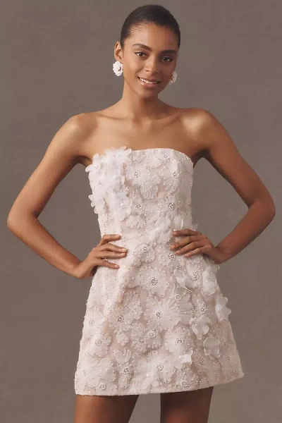 Helsi Tory Strapless Beaded Floral Mesh Mini Dress