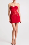 Helsi Trisha Sequin Strapless Minidress In Red