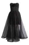 Helsi Valen Flocked Strapless Party Dress In Black